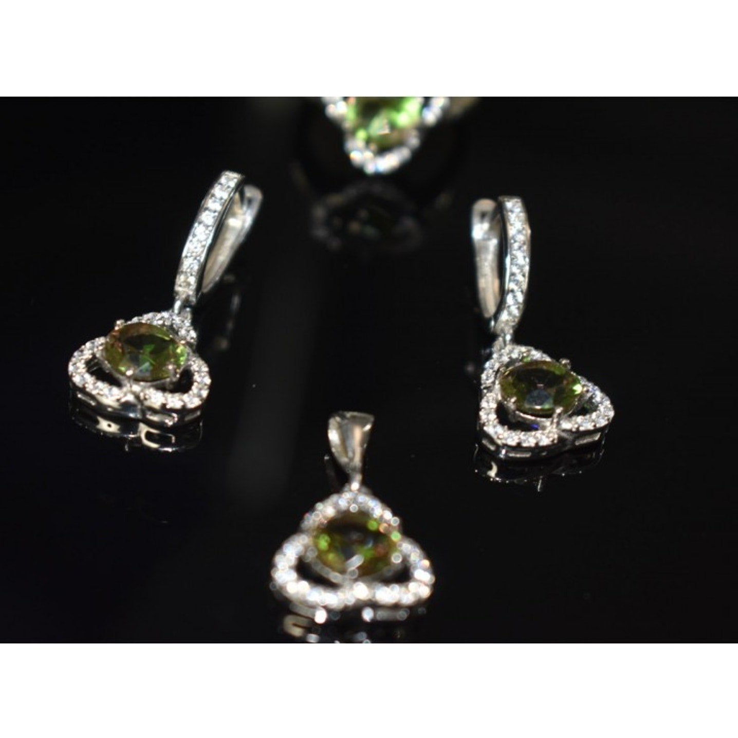 925 Sterling Silver Alpanite & CZ Jewelry SET Turkey