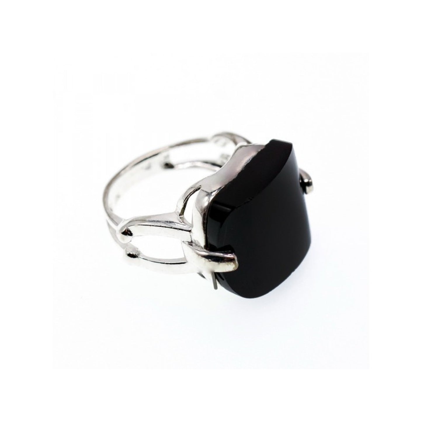 925 STERLING SILVER BLACK NEPHRITE ( JADE ) RING SIZE 8
