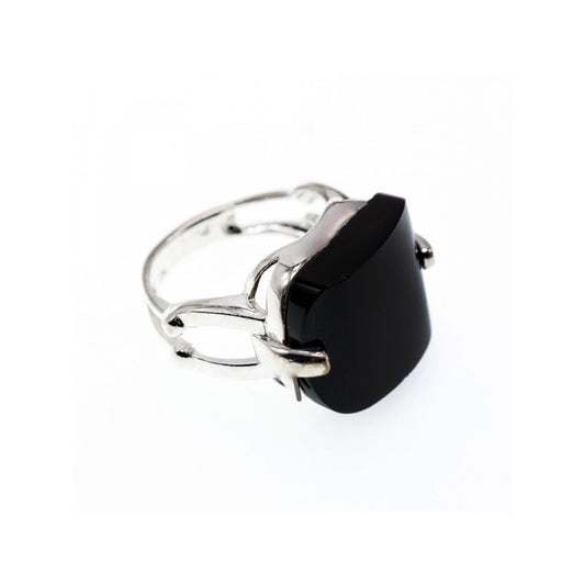 925 STERLING SILVER BLACK NEPHRITE ( JADE ) RING SIZE 8