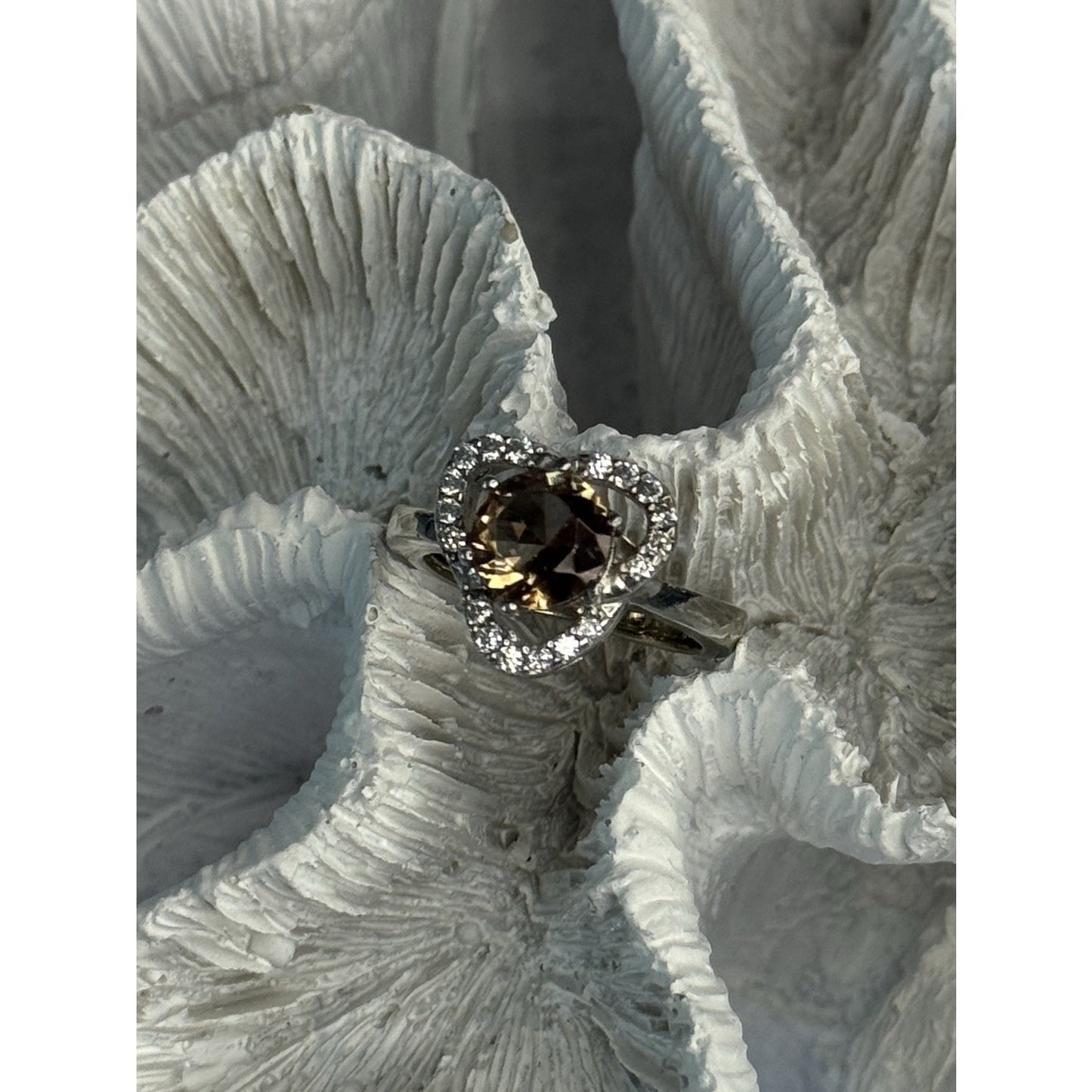 925 STERLING SILVER SPINEL & CZ RING SIZE 7