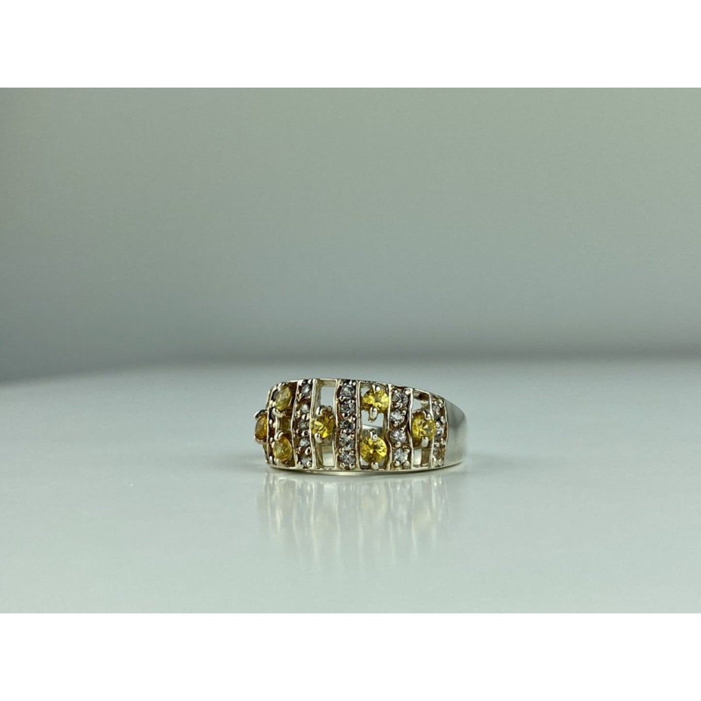 925 STERLING SILVER CITRINE & QUARTZ RING SIZE 8.5