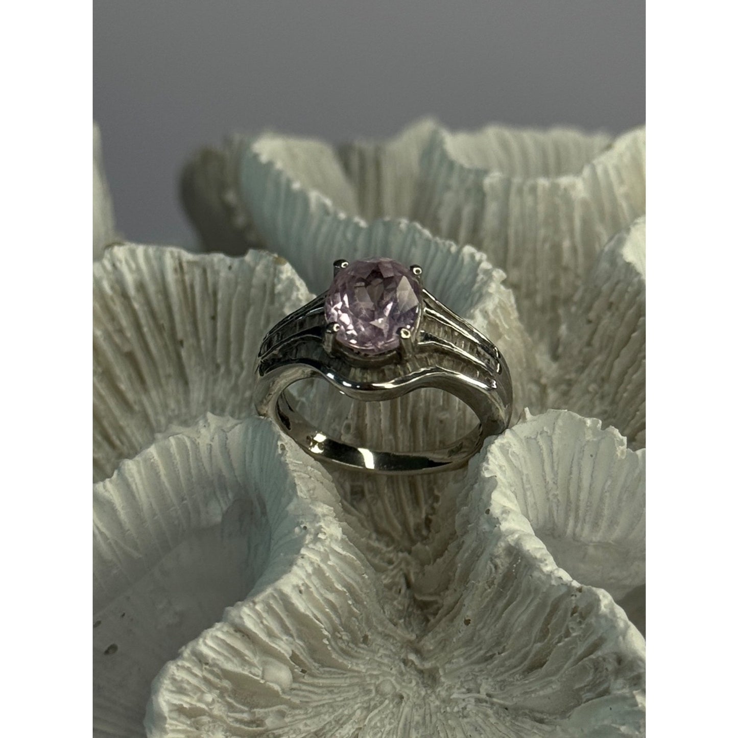 925 STERLING SILVER MORGANITE & BERYL RING SIZE 8