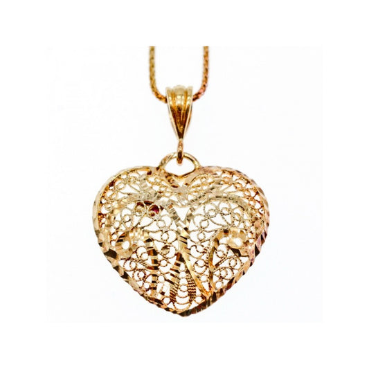 925 Sterling Silver Gold Plated "Openwork Heart" Chain with Pendant