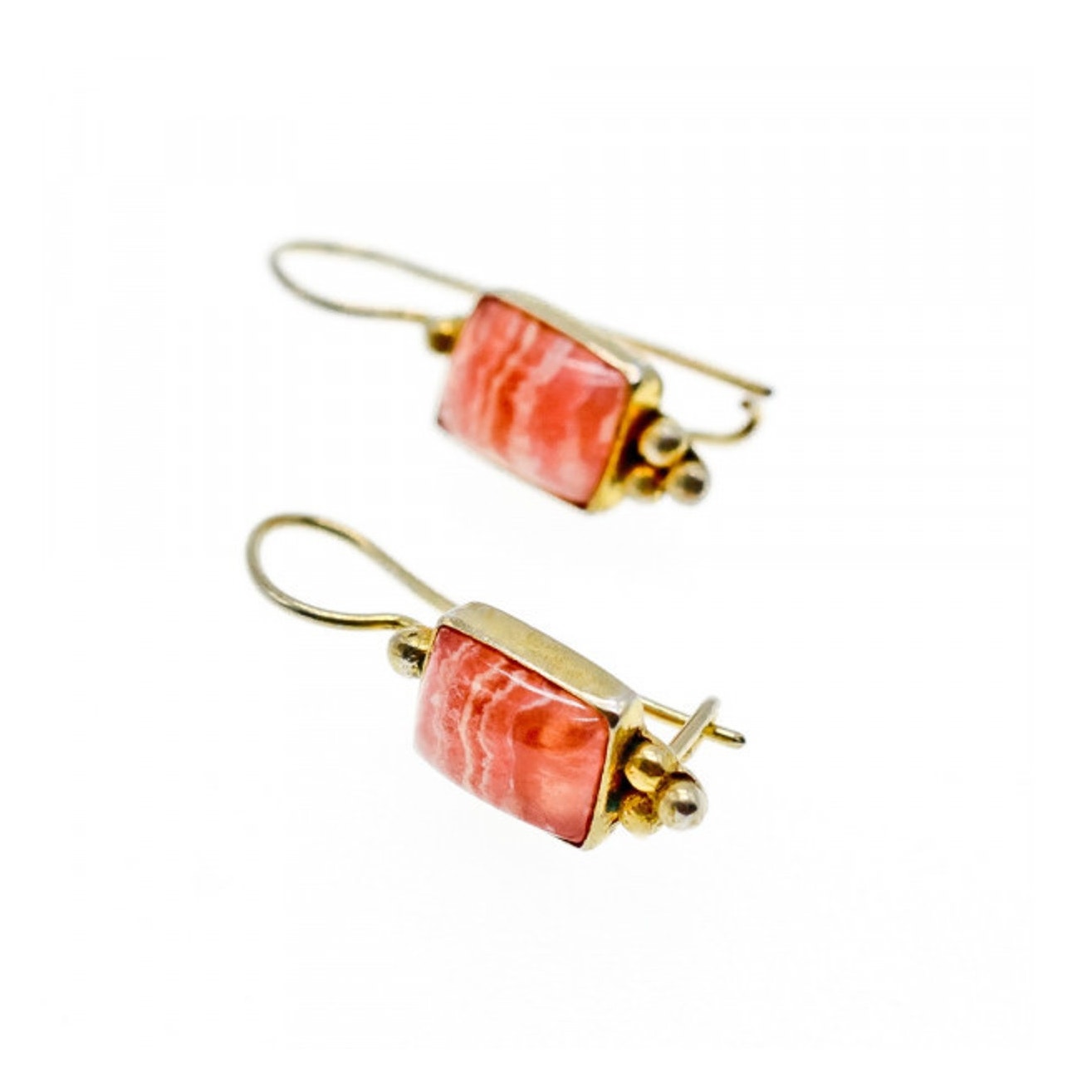 925 STERLING SILVER GOLD PLATED AGATE EARRINGS