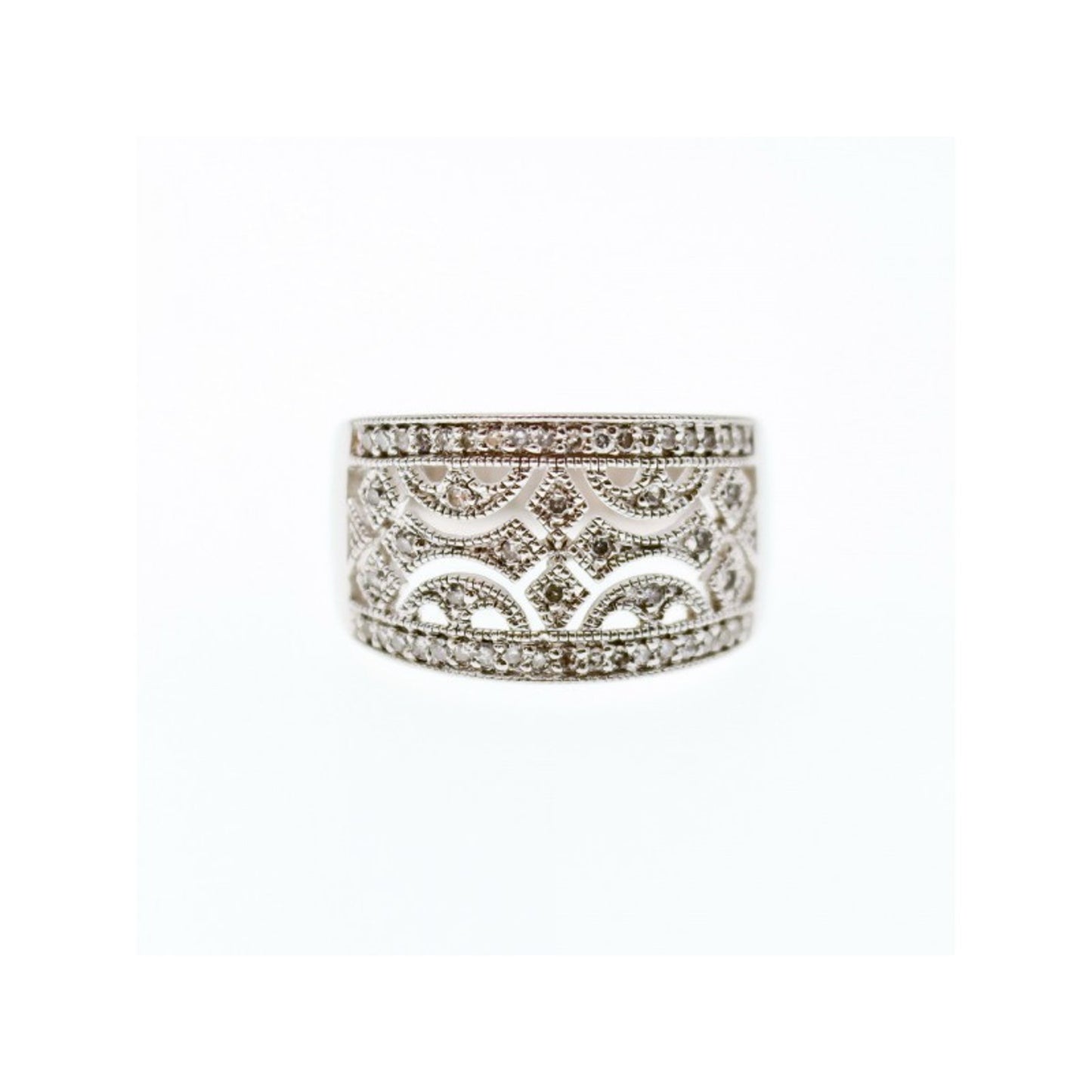 925 STERLING SILVER CZ "LACE" RING SIZE 6