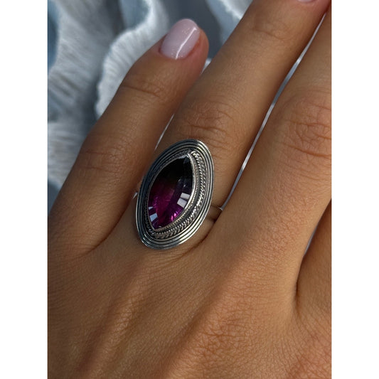 925 STERLING SILVER WATERMELON TOURMALINE RING SIZE 7