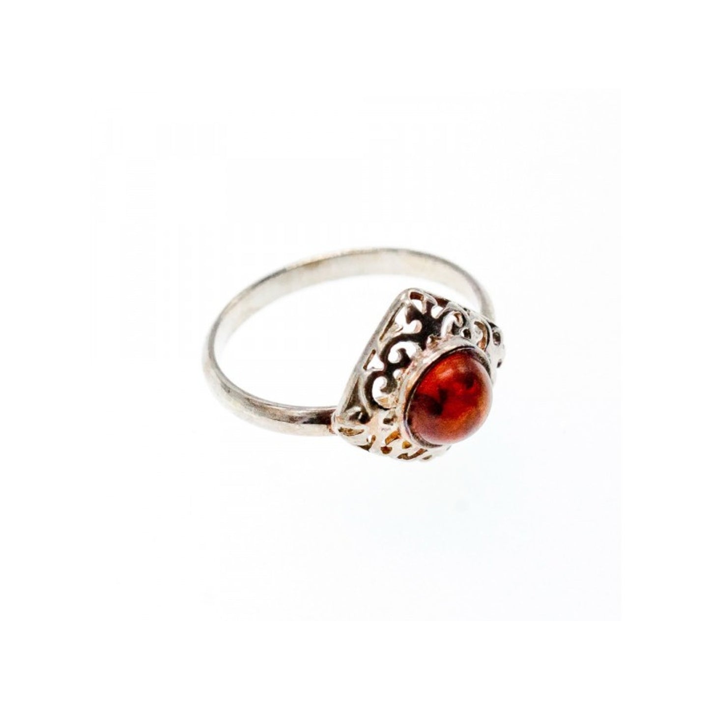 VINTAGE 925 STERLING SILVER AMBER RING SIZE 5.5