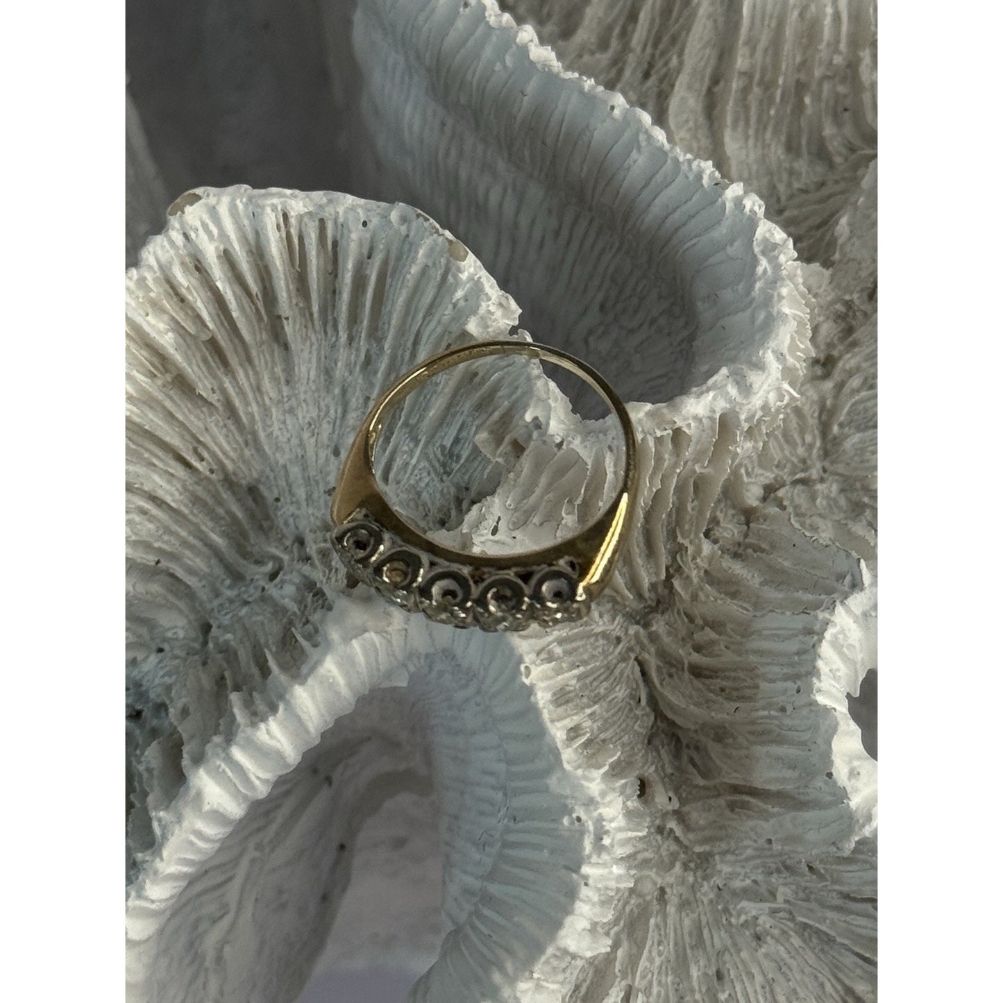 14 K Yellow Gold Diamonds Ring Size 3.5