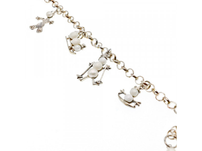 925 STERLING SILVER PEARLS "SNOWMEN" BRACELET