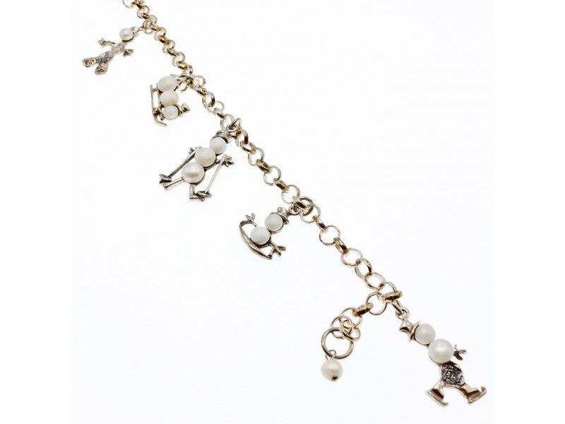 925 STERLING SILVER PEARLS "SNOWMEN" BRACELET