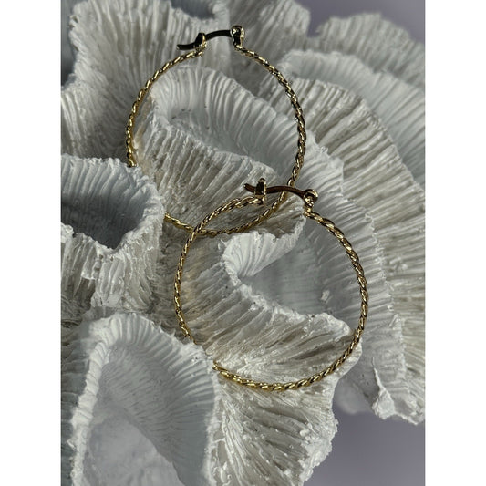 ELEGANT HOOP GOLD PLATED EARRINGS LENGTH 1.50 INCH