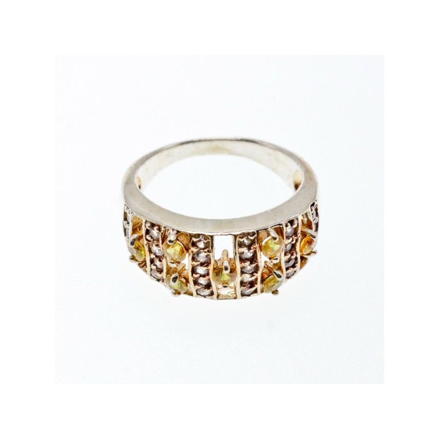 925 STERLING SILVER CITRINE & QUARTZ RING SIZE 8.5