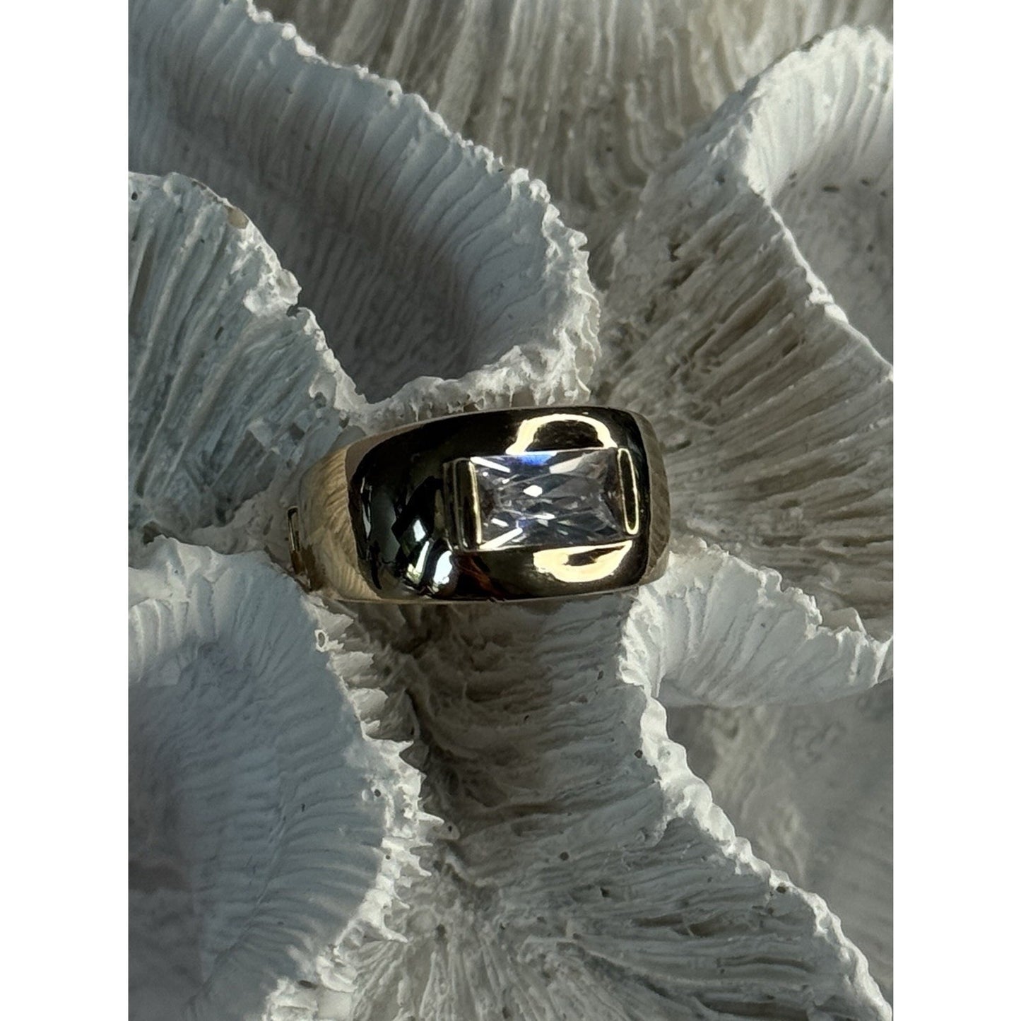 925 STERLING SILVER GOLD PLATED BERYL & RUBY RING SIZE 7