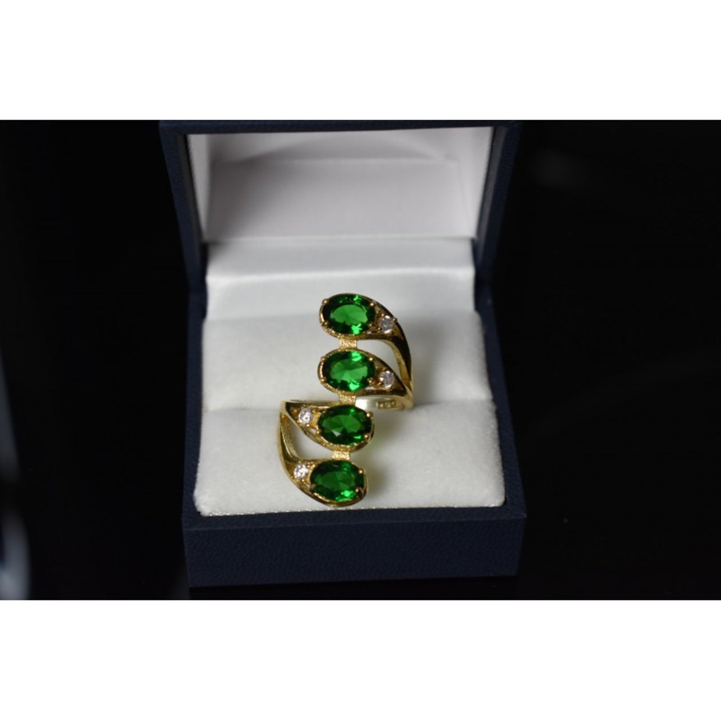 925 STERLING SILVER GOLD PLATED ALPANITE & CZ RING SIZE 7