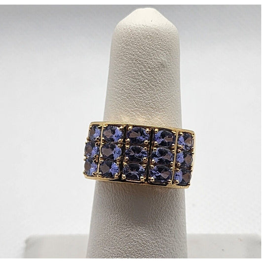 14K Solid Yellow Gold & Tanzanite Ring Size 5.5