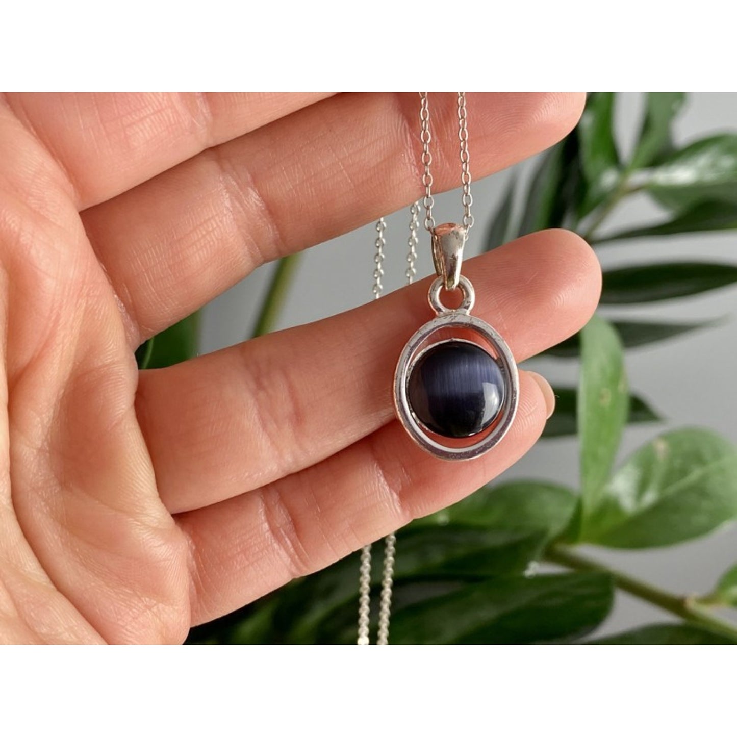 925 Sterling Silver Black Onyx Chain with Pendant