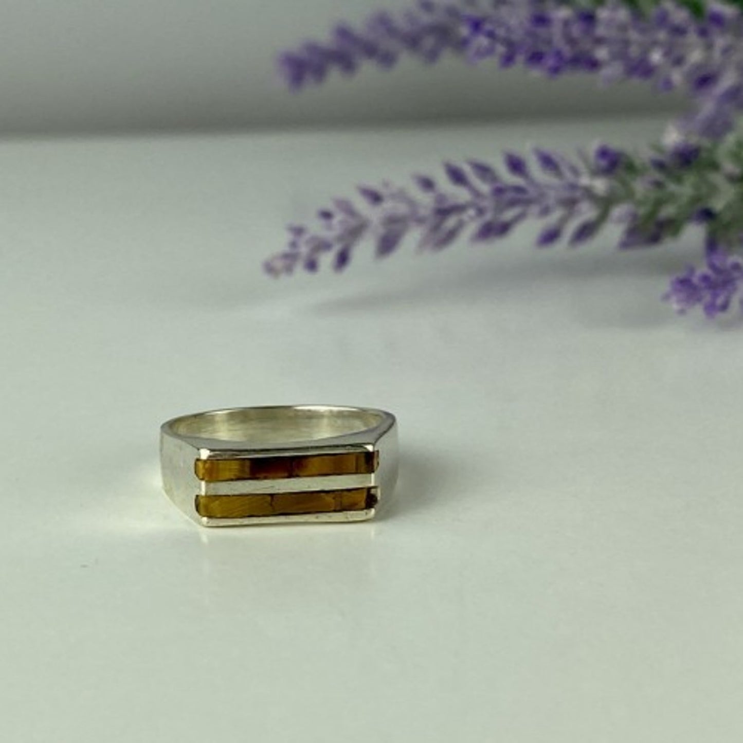 925 STERLING SILVER JASPER SIGNET RING SIZE 6.5