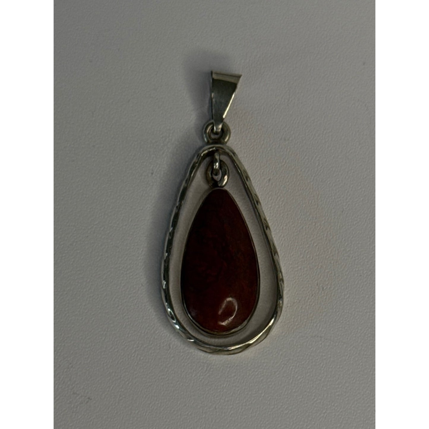 VINTAGE 925 STERLING SILVER CARNELIAN PENDANT LENGTH 1.60 INCH