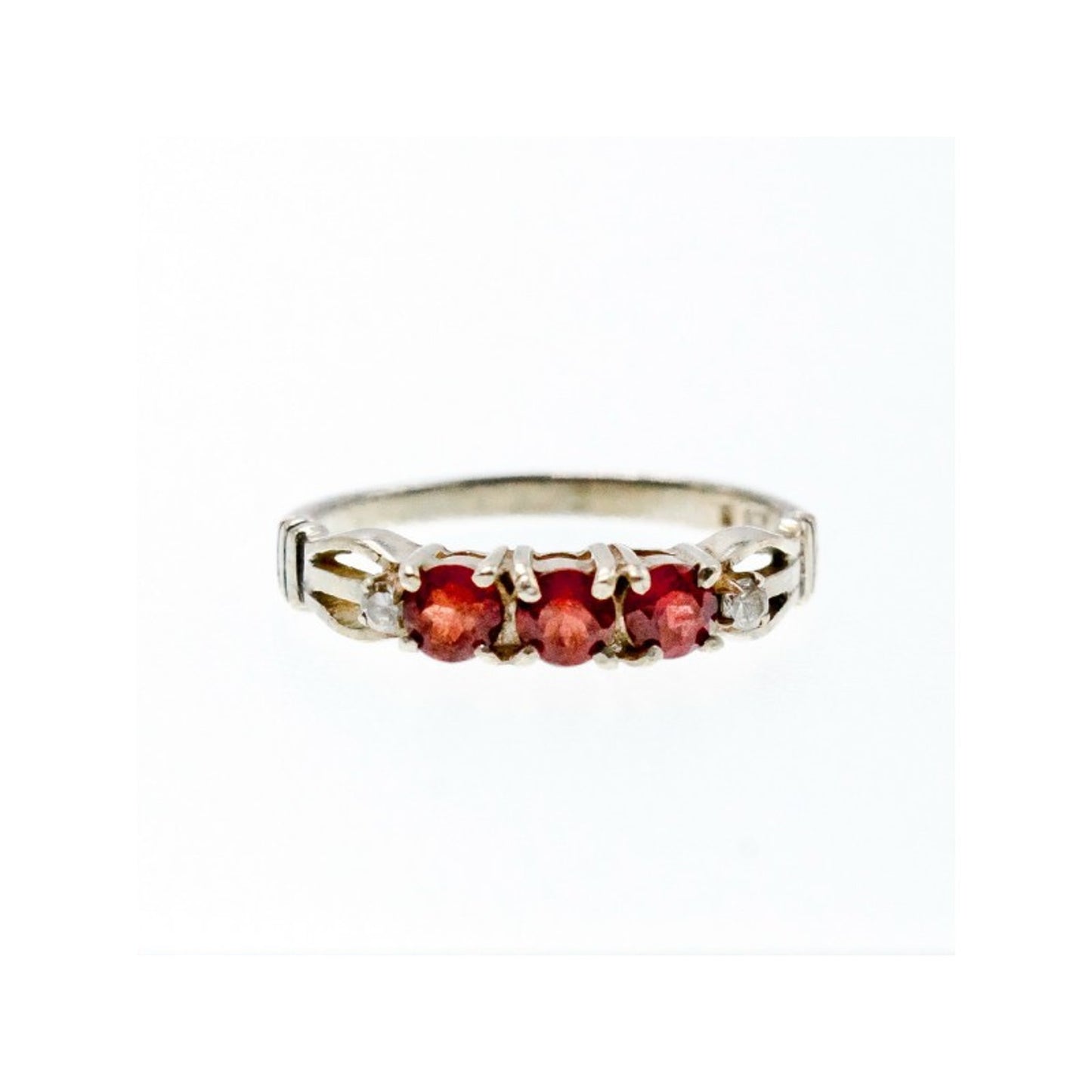 925 STERLING SILVER SPESSARTINE & CZ RING SIZE 8