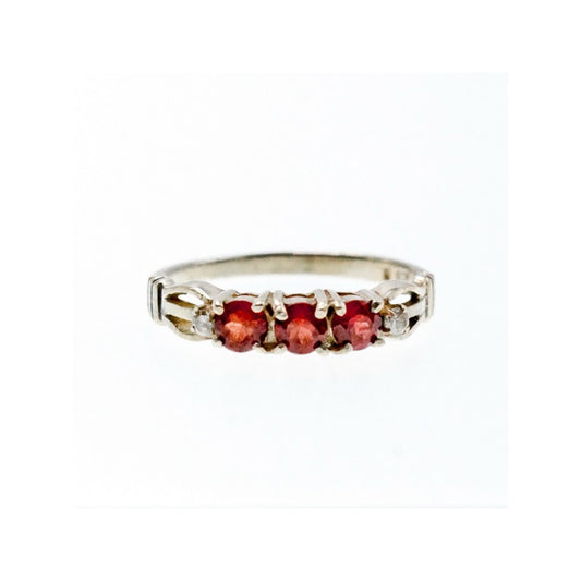925 STERLING SILVER SPESSARTINE & CZ RING SIZE 8