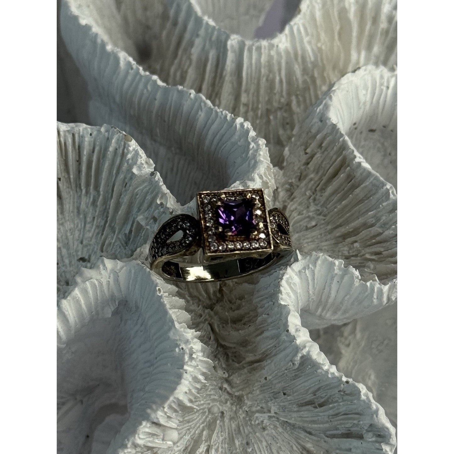 925 STERLING SILVER AMETHYST & BERYL RING SIZE 7