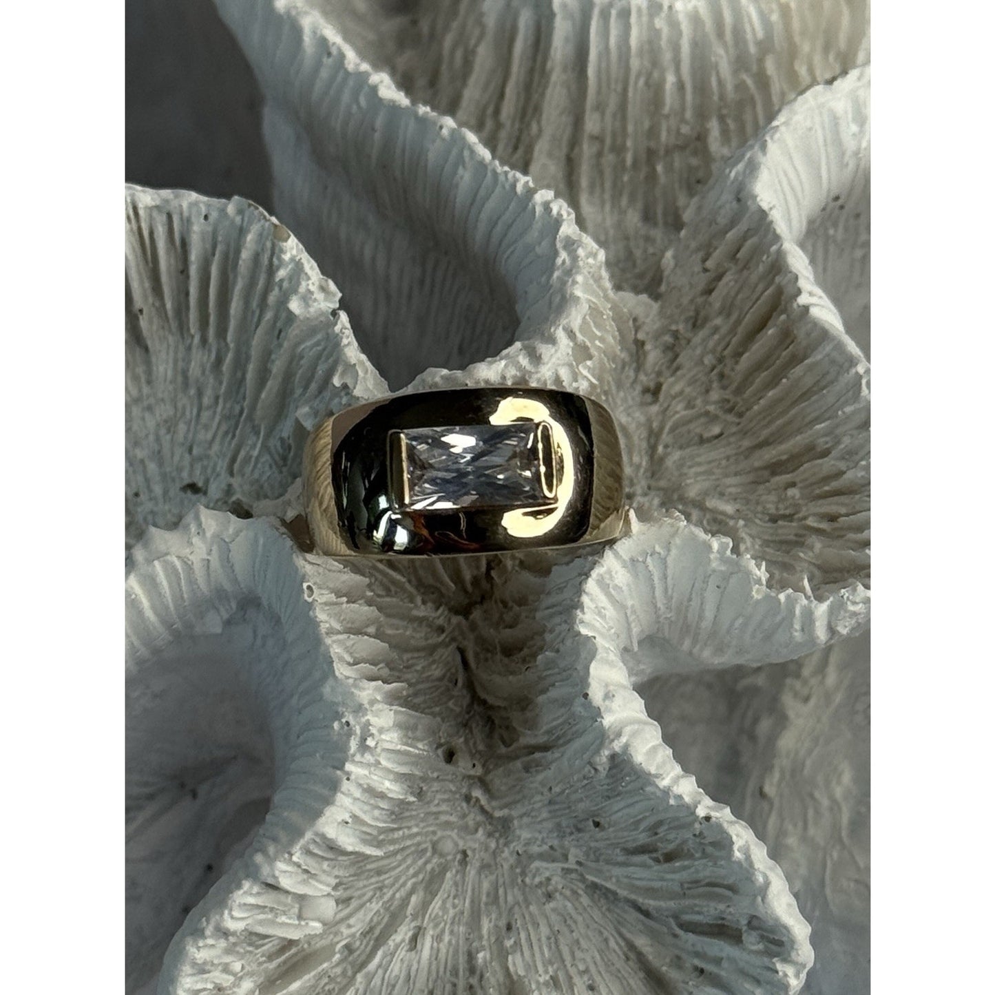 925 STERLING SILVER GOLD PLATED BERYL & RUBY RING SIZE 7
