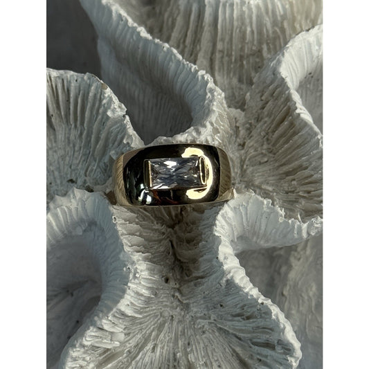 925 STERLING SILVER GOLD PLATED BERYL & RUBY RING SIZE 7