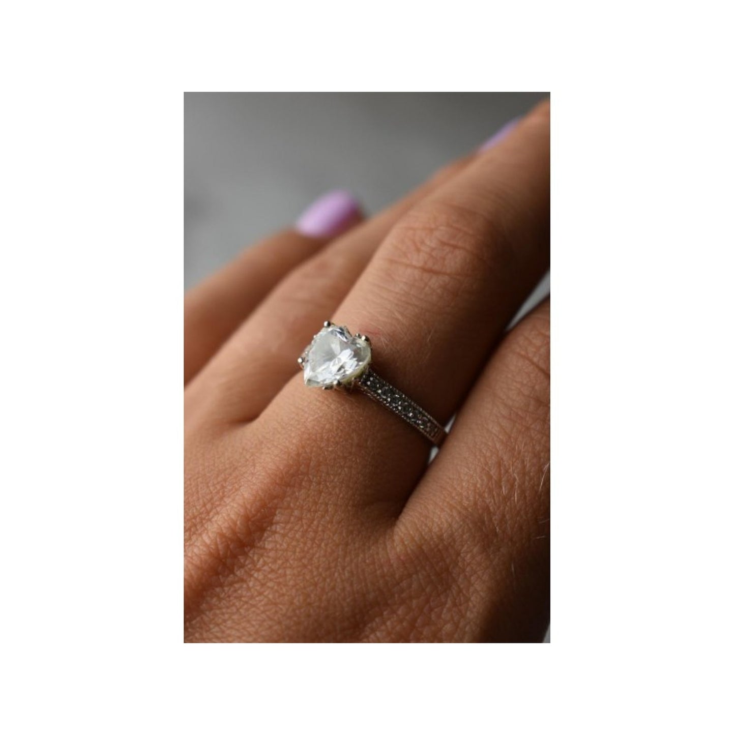 925 STERLING SILVER CZ "HEART" RING SIZE 8