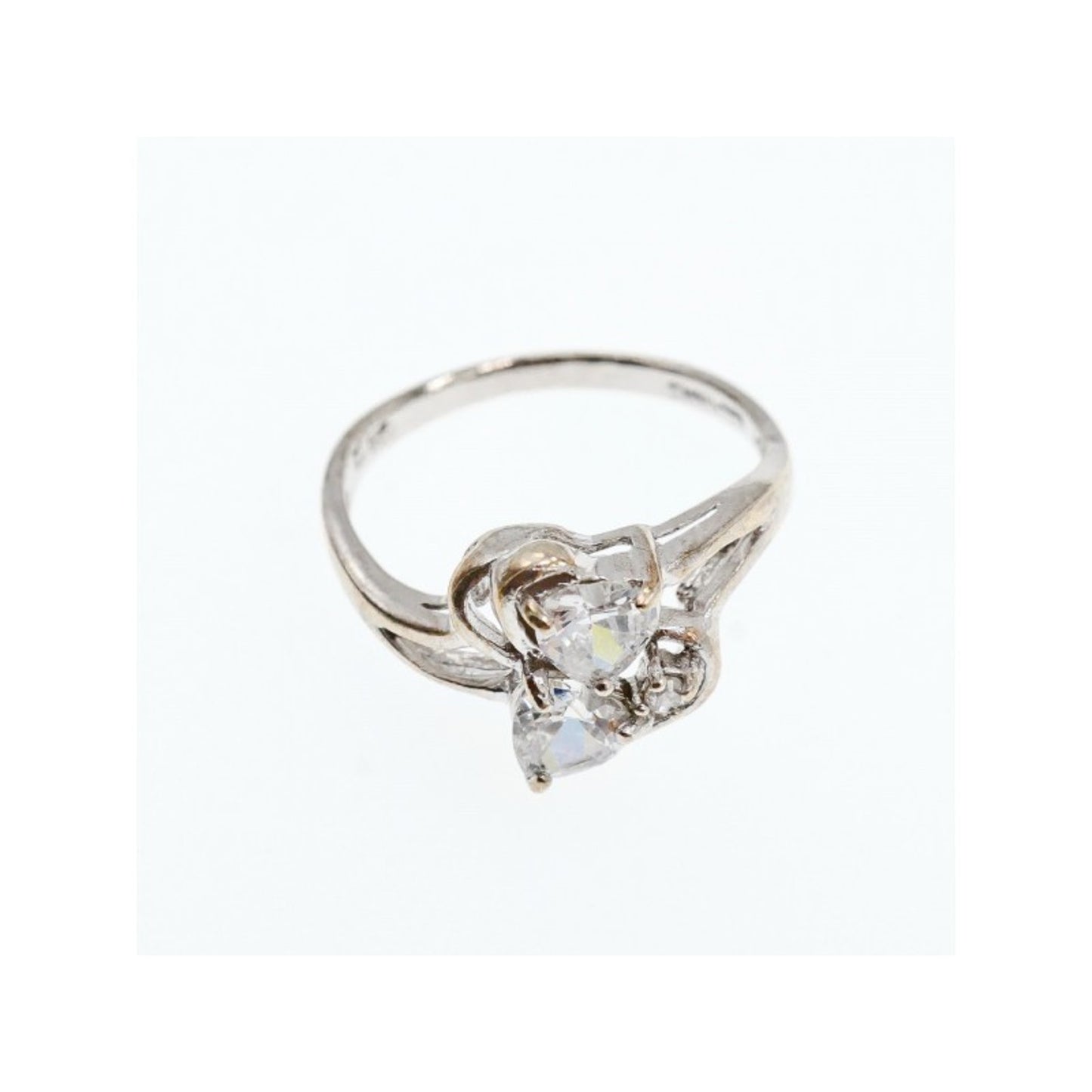 925 STERLING SILVER WHITE CZ "HEARTS" RING SIZE 9