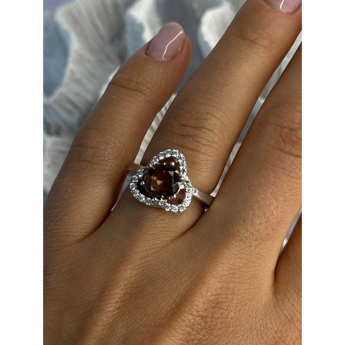 925 STERLING SILVER SPINEL & CZ RING SIZE 7