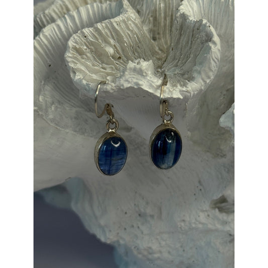925 STERLING SILVER BLUE MOONSTONE EARRINGS LENGTH 1.30 INCH