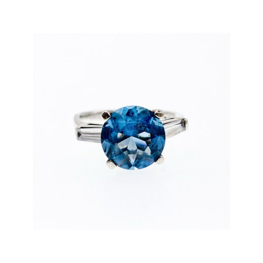925 STERLING SILVER BLUE TOPAZ & QUARTZ RING SIZE 6.5