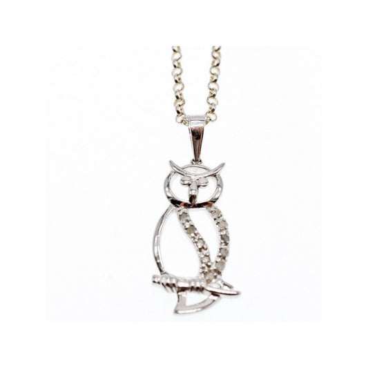 925 Sterling Silver CZ "Owl" Chain with Pendant Italy