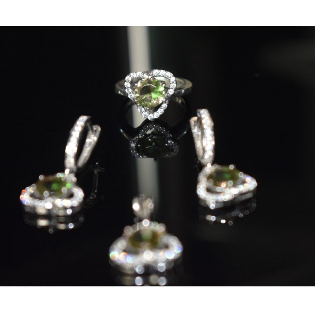 925 Sterling Silver Alpanite & CZ Jewelry SET Turkey
