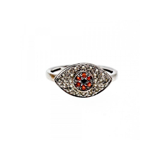 925 STERLING SILVER RED SPINEL, TANZANITE & GOSHENITE RING SIZE 8.5