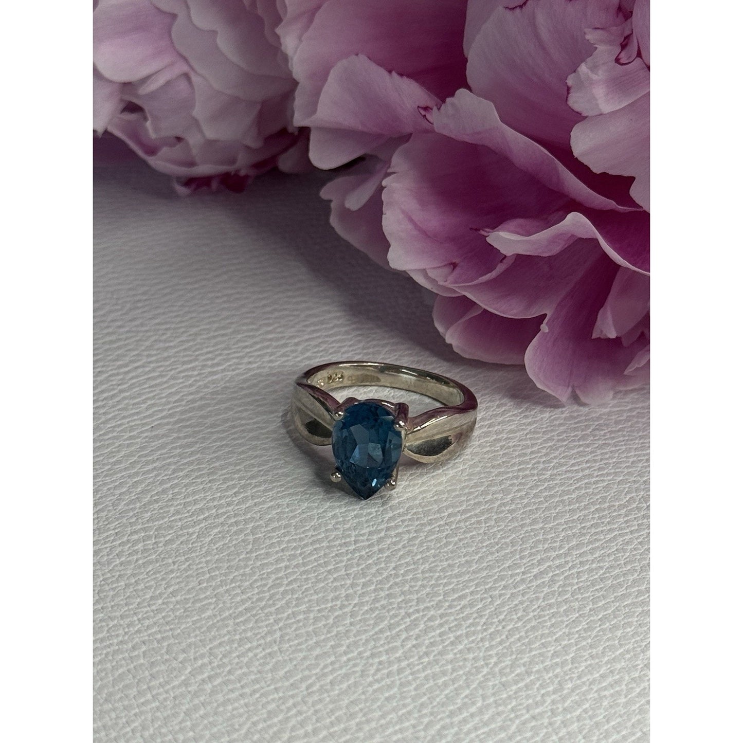 925 STERLING SILVER AQUAMARINE RING SIZE 7