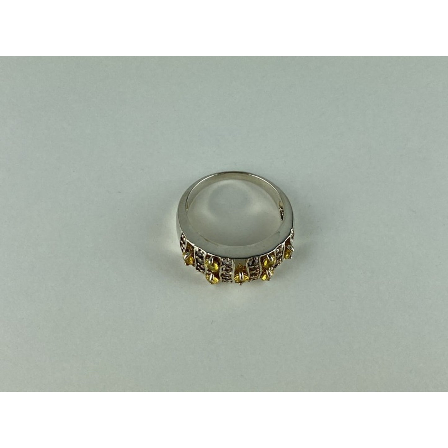 925 STERLING SILVER CITRINE & QUARTZ RING SIZE 8.5