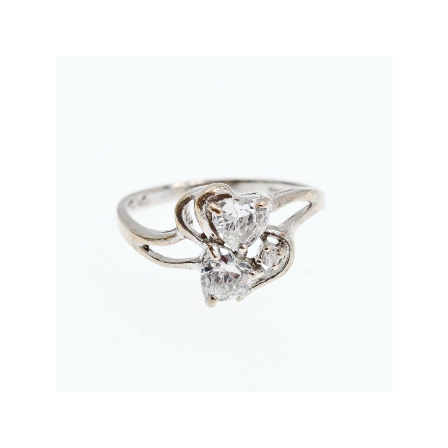 925 STERLING SILVER WHITE CZ "HEARTS" RING SIZE 9
