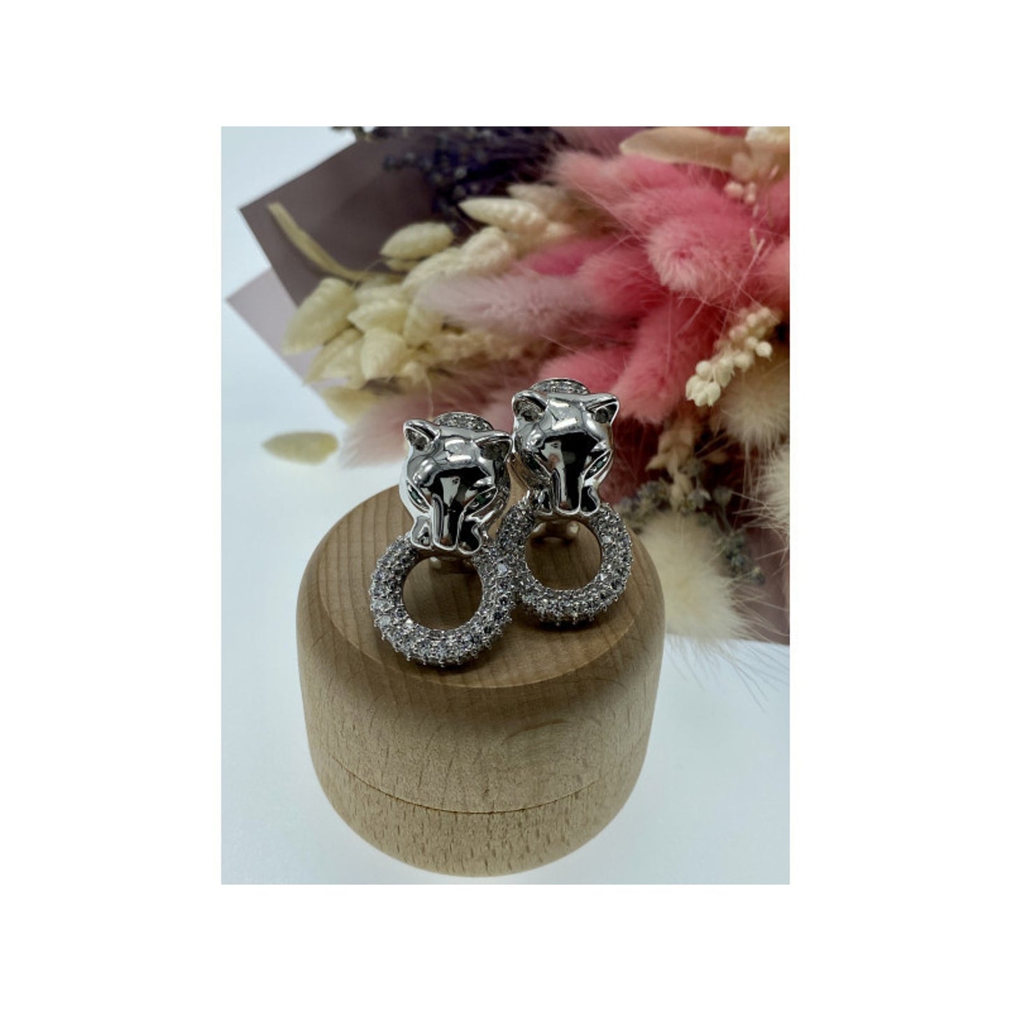 925 Sterling Silver CZ "Panther" Earrings