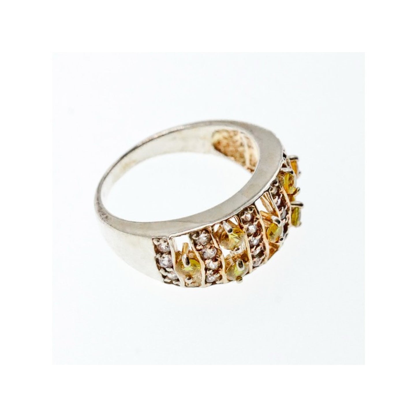 925 STERLING SILVER CITRINE & QUARTZ RING SIZE 8.5