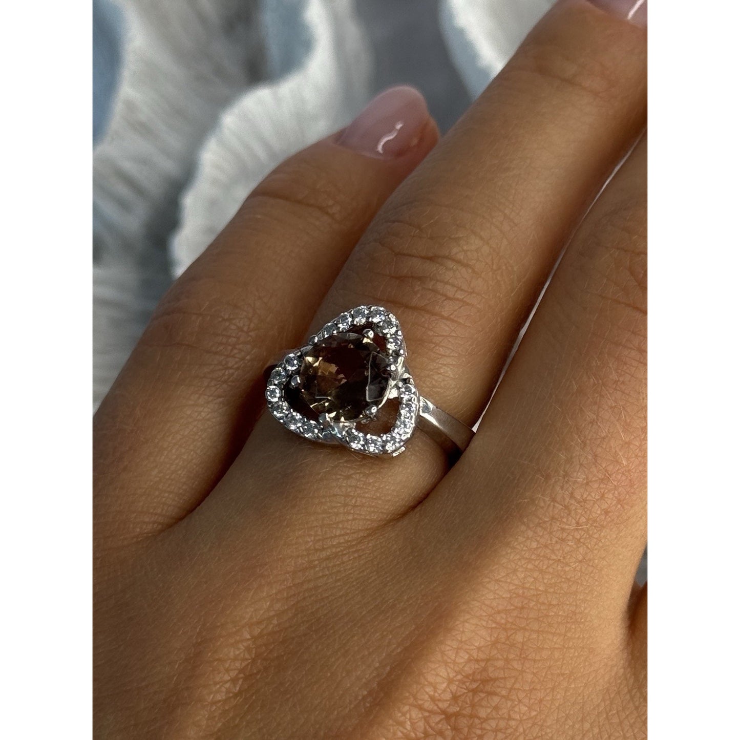 925 STERLING SILVER SPINEL & CZ RING SIZE 7