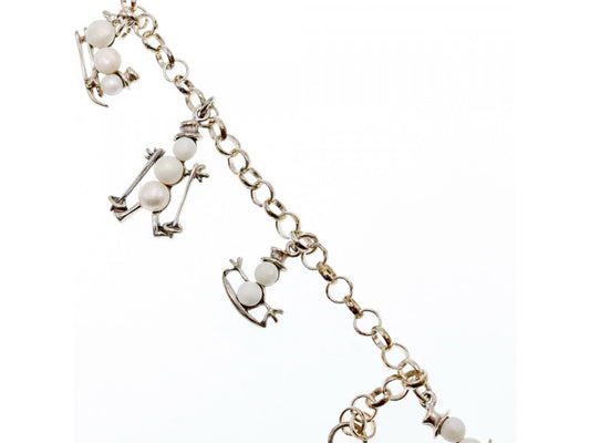 925 STERLING SILVER PEARLS "SNOWMEN" BRACELET