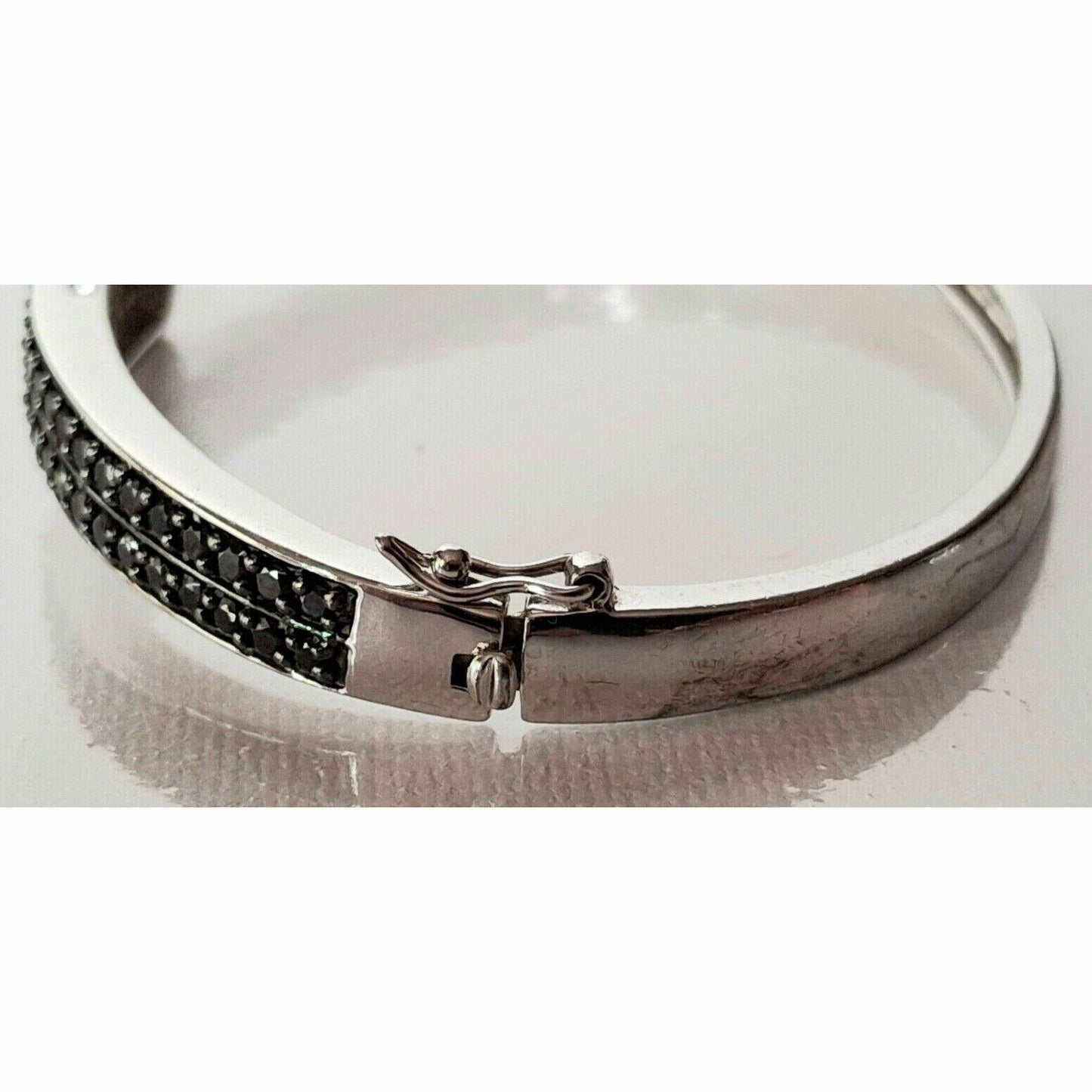 925 STERLING SILVER CLEAR AND BLACK GEMS  BELT BUCKLE DESIGN  BRACELET SKY