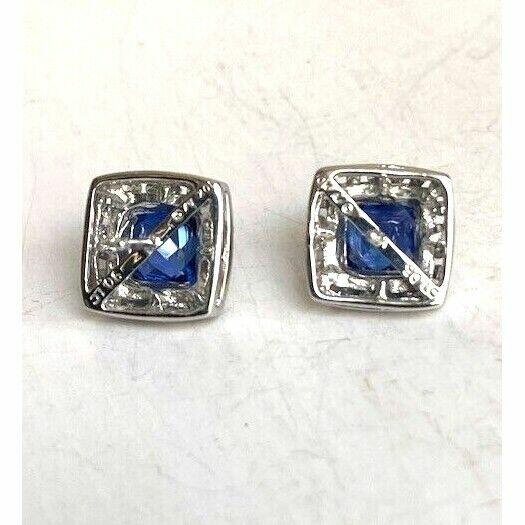 WHITE GOLD LAB-CREATED SAPPHIRE AND NATURAL DIAMONDS STUD EARRINGS SKY