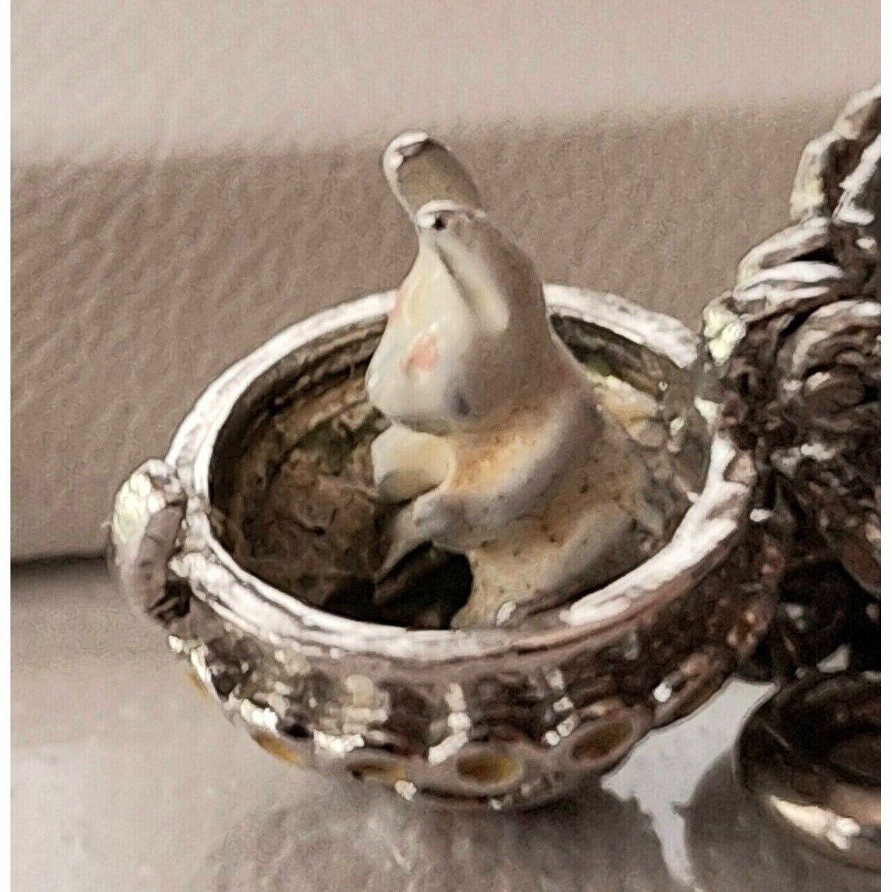 925 STERLING SILVER RABBIT IN THE EGG ENAMELED  CHARM PENDANT  NECKLACE SKY