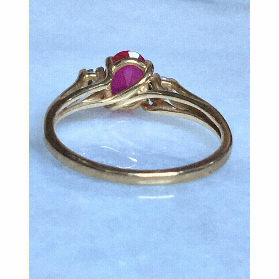 YELLOW GOLD PINK SAPPHIRE & DIAMOND RING SIZE 7 SKY