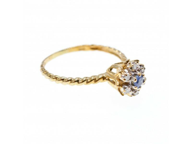 10K YELLOW GOLD TOPAZ & DIAMONDS RING SIZE 8