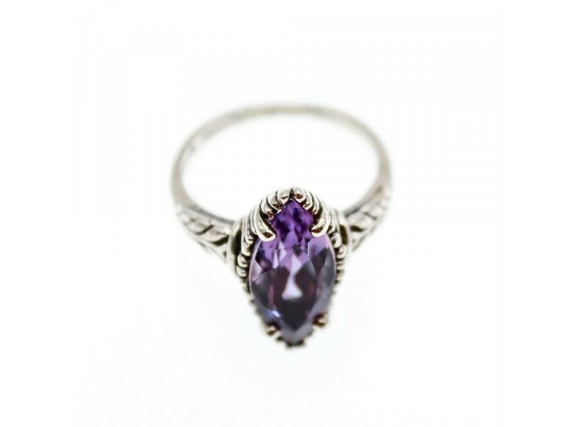 VINTAGE 925 STERLING SILVER AMETHYST RING SIZE 6
