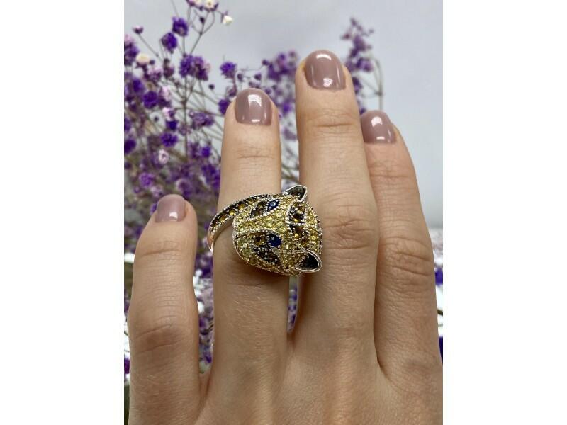 925 STERLING SILVER CZ "LIONESS" RING SIZE 5.5
