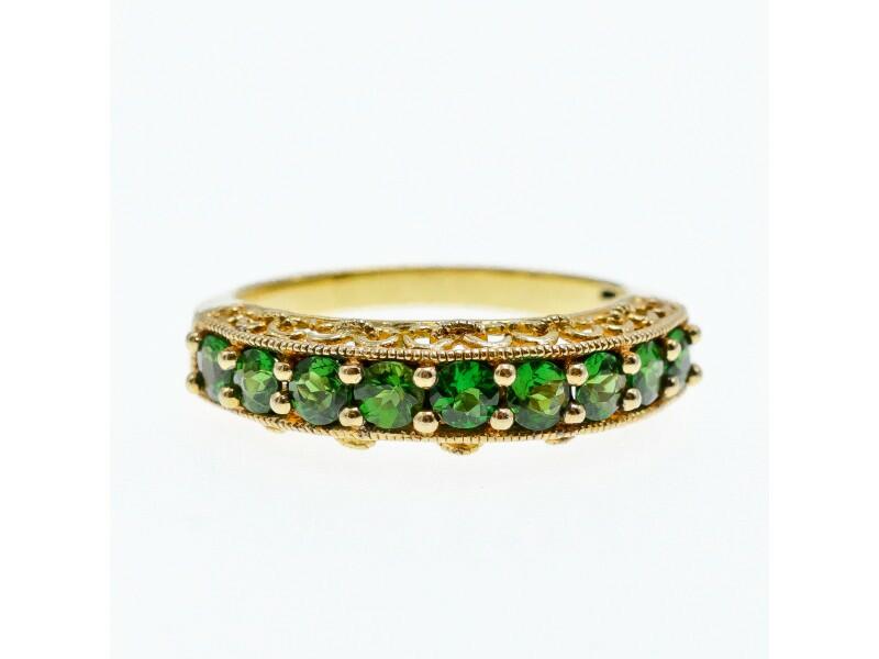 925 STERLING SILVER GOLD PLATED PERIDOT RING SIZE 10.25